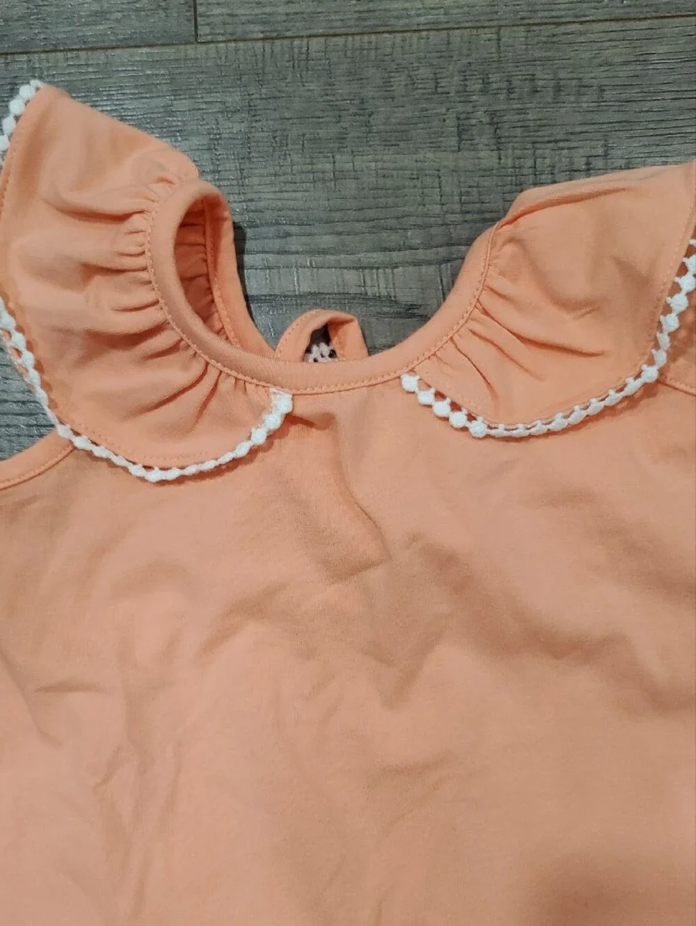 Peach Ruffle Collar Kids Matching Set